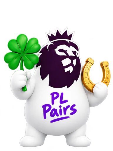 PL Pairs mascot holding a shamrock and horseshoe
