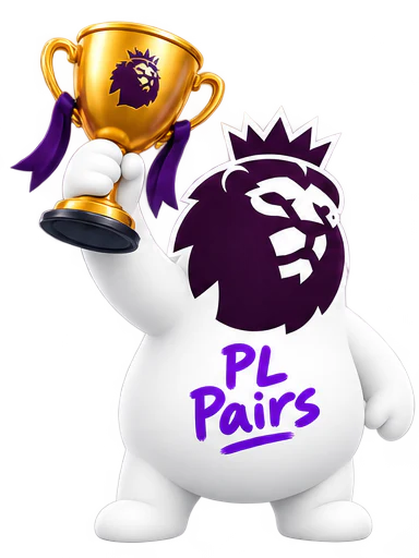 PL Pairs mascot lifting a gold trophy