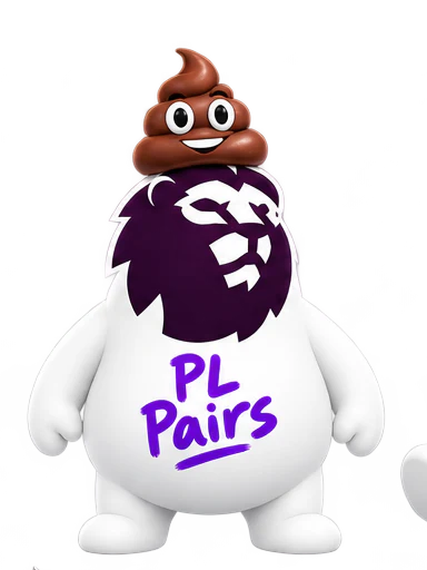 PL Pairs mascot wearing a cartoon poop hat